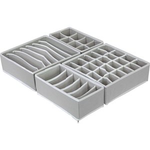 Lot de 4 organisateurs de rangement de <span class=keywords><strong>sous</strong></span>-vêtements, soutien-gorge pliable, tissu doux, séparateur de <span class=keywords><strong>tiroir</strong></span> de commode, organisateur de <span class=keywords><strong>sous</strong></span>-vêtements - Product Image 3
