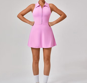 कस्टम स्पोर्ट्स जिम फिटनेस सक्रिय टेनिस स्कर्ट गोल्फ खेल लघु पोशाक समायोज्य कंधे 2-इन-1 टेनिस पोशाक - Product Image 1