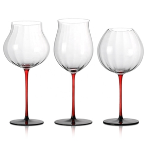 Eleganti Calici da <span class=keywords><strong>Vino</strong></span> in Cristallo a Strisce Verticali <span class=keywords><strong>Rosso</strong></span> Borgogna, Bicchieri da <span class=keywords><strong>Vino</strong></span> a Palloncino - Product Image 6