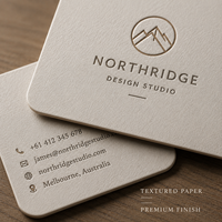 Cartes de visite modernes minimalistes gaufrées, impression recto-verso avec logo personnalisé, coins arrondis, cartes en papier pour l'identité de marque