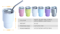 Logo personnalisé couleur 2 oz 2 Oz métal en acier inoxydable vierge sublimation tasse miniature mini gobelet verre à liqueur avec couvercle de paille