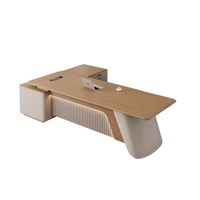 Ensemble bureau et chaise de direction - Design haut de gamme luxueux, épais et thermoformé, en bois, combinaison libre avec tiroirs