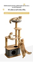 Arbre à chat pour petits appartements - Cadre d'escalade compact en panneau de densité avec lit intégré, griffoir et perchoirs - Simplicité