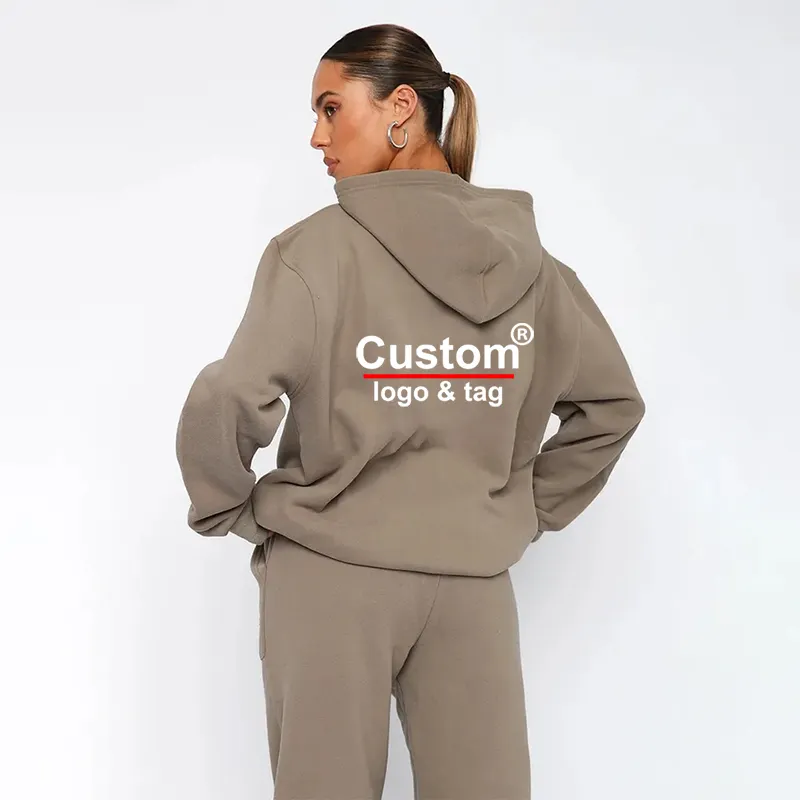 Felpa con cappuccio Oversize personalizzata da donna di alta qualità 3D stampa a sbuffo Logo personalizzato in pile di poliestere di cotone pesante da donna