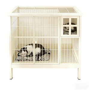 Jaulas cuadradas de metal para perros y gatos con ventanas, ruedas y bandejas inferiores, diseño transfronterizo, suministro directo de fábrica. - Product Image 3