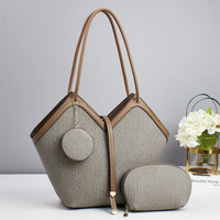 Gewebte Damen-Tragetasche mit Münzfach, große Schulterhandtasche für Arbeit und Reisen