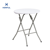 Table pliante portable en plastique d'extérieur HOMFUL Table ronde Tables de fête blanches