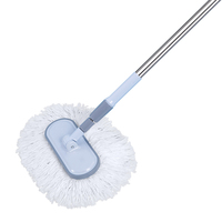 Balai de lavage de voiture multifonctionnel à long manche en microfibre, brosse de détaillage souple extensible légère bleu-blanc pour VR/camions/voitures