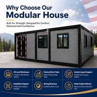 Casa Modular Pequeña, Panel Sándwich Gris, Estructura de Acero, Techo Plano, Diseño Minimalista, Fácil Instalación, Tamaño Personalizado, Expandible