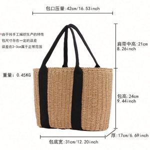 Wholesale Summer <b>Beach</b> Travel Paper Woven <b>Bag</b> Handmade Woven <b>Large</b> Capacity Vacation Tote Straw <b>Bag</b> - Product Image 5