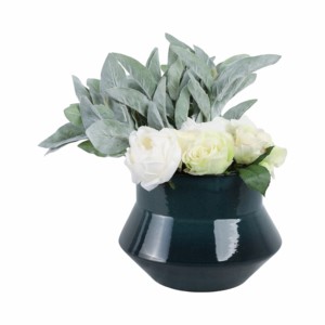 Vaso in ceramica a forma larga e allargata per decorare il soggiorno, l'ufficio, vaso in terracotta per piante da interno, vaso per fiori. - Product Image 2