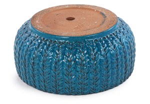 Pot de fleurs en céramique de style américain, bleu turquoise, motif elliptique, finition émaillée, trou de drainage, écologique, durable, pour la maison et le jardin - Product Image 4