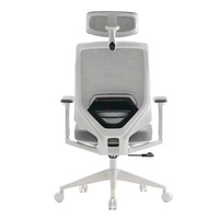 Chaise de bureau ergonomique moderne de haute qualité JR RACING, en mesh, gris et blanc, réglable en hauteur, avec support lombaire, pour le bureau à domicile