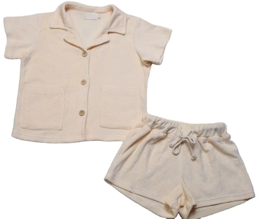 不規則な綿100% タオル生地ユニセックス夏のベビー服セット中性ベビー服メーカー