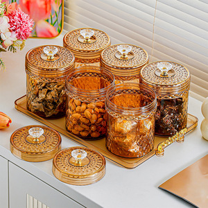 Décoration d'intérieur, <span class=keywords><strong>pot</strong></span> à bougie <span class=keywords><strong>en</strong></span> <span class=keywords><strong>verre</strong></span> recyclé, <span class=keywords><strong>pot</strong></span> à bonbons transparent de couleur orange, <span class=keywords><strong>lot</strong></span> de pots <span class=keywords><strong>en</strong></span> <span class=keywords><strong>verre</strong></span> avec couvercle - Product Image 1