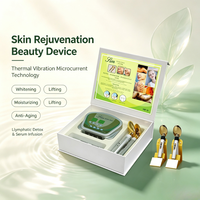 Appareil de rajeunissement de la peau avec chaleur, vibrations et microcourant pour une pénétration profonde de l'hydratation, massage du visage et anti-âge, utilisation à domicile