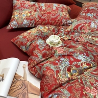 100% ensembles de housse de couette en coton biologique à longues fibres égyptiennes Style américain 60s 4 pièces 300 fils