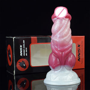 Consolador <span class=keywords><strong>Artificial</strong></span> para mujeres, Juguetes sexuales realistas con forma de demonio, Lobo, piel, cómoda, para masturbadores con Color rosado - Product Image 5