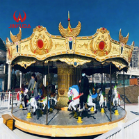 Manège pour enfants, attraction ludique et divertissante, carrousel à chevaux électrique sur remorque, à vendre