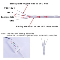 Guirlande lumineuse de Noël RVB adressable individuellement WS2815 Seed Pixel Light 12V 4PIN avec câble de données de secours, IP67, en plastique, effet magique