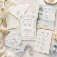 Suite d'invitations de mariage sur le thème de l'océan personnalisée, papier fantaisie, détails estampés à chaud, inserts de style plage, enveloppe premium