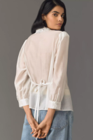 Oem personnalisé de haute qualité en dentelle, col rabattu, manches longues, boutons, organdi, nouveau design, chemisier pour femmes, hauts de chemise