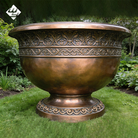 Hochwertiger Antiker Grüner Patina-Blumentopf Europäische Klassische Gartenskulptur Pflanzgefäß