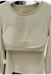 Maglia a maniche lunghe da donna con scollo rotondo, vestibilità slim, elasticizzata, basic, a strati, in maglia morbida, con <span class=keywords><strong>reggiseno</strong></span> integrato - Product Image 3