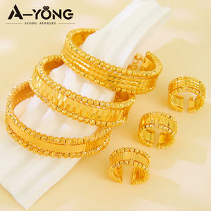 Ayong moda takı bileklik yüzük setleri lüks Dubai 21k altın kaplama açık altın boncuk takı setleri kadınlar düğün parti için - Product Image 4