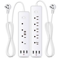 Rallonges électriques, multiprises industrielles américaines 10A 2000W avec 5 prises, 3 ports USB (5V 2.4A), protection contre les surtensions