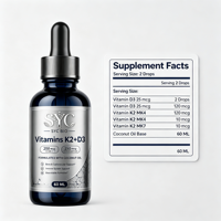 Vitamines K2+D3 OEM à l'huile de coco avec 200 mcg de K2 et 250 mcg de D3 dans l'huile de coco pour le soutien des os et du système immunitaire