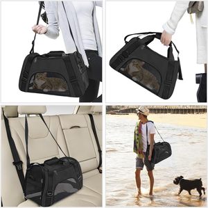 Door De Luchtvaartmaatschappij Goedgekeurde Hond <span class=keywords><strong>Kattendrager</strong></span> Comfortabele Reistas Voor Huisdieren, Ademende Opvouwbare Draagbare Dog Carrier - Product Image 6