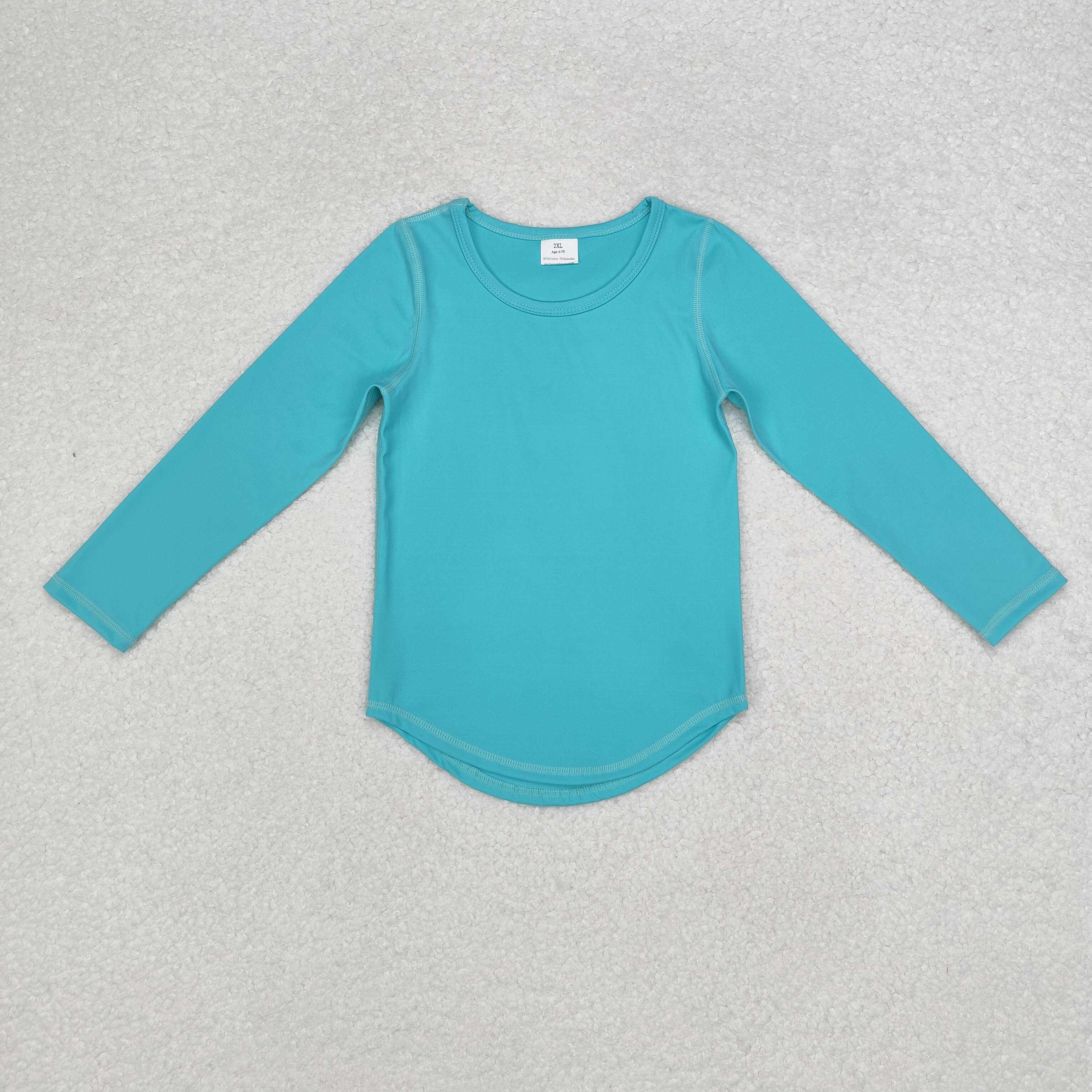 Light Blue Long Sleeves T-shirts Top Activity Wear Wholesale Baby Girls  Yoga Top Boutique Low Price Clothes Ready To Ship No Moq