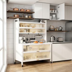 Estante <span class=keywords><strong>de</strong></span> Cocina Metálico <span class=keywords><strong>de</strong></span> Pie al por Mayor con Puertas Transparentes, Panel Perforado, Soporte <span class=keywords><strong>de</strong></span> Almacenamiento <span class=keywords><strong>de</strong></span> 5 Niveles, Gabinete Multiusos, Compra <span class=keywords><strong>a</strong></span> Granel B2B - Product Image 4
