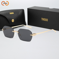 Lunettes de soleil sans monture TWOOO T1907 avec logo personnalisé OEM, protection UV400, unisexe, mode, conduite, extérieur, vente en gros, directement de l'usine, pour hommes et femmes