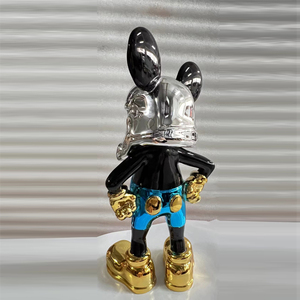 Scultura di Topo in Resina Elettroplaccata Cromata Oro per Decorazione d'Interni, Modello Artigianale di Famoso Cartone Animato - Product Image 3
