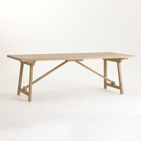 Table de cuisine scandinave en pin blanc, design extra long, pieds croisés minimalistes