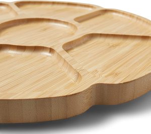 Plateau de service rond en <span class=keywords><strong>bambou</strong></span> personnalisé à 7 compartiments avec logo sur mesure, <span class=keywords><strong>assiette</strong></span> à fruits et snacks, style campagnard en bois, MOQ 100 pièces - Product Image 6