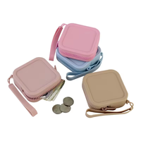 Mini vente Silicone carré porte-monnaie 12.5CM mignon pochette d'argent portefeuille grande capacité sac cosmétique mallette de rangement porte-clés porte-monnaie