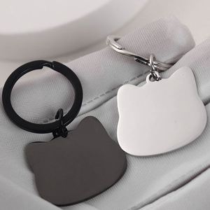 Stainless Steel Cat Shape Keychain Blank Pet Tag Cat Charm Keyring Custom DIY Jewelry Make Polishing Laser Engrave Logo <b>Key</b> <b>Ring</b> - Product Image 3