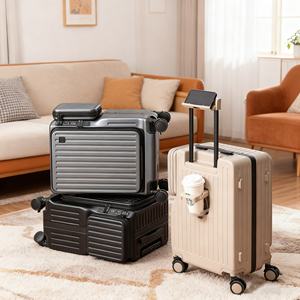 Maleta con marco <span class=keywords><strong>de</strong></span> aluminio <span class=keywords><strong>de</strong></span> 20 pulgadas <span class=keywords><strong>Equipaje</strong></span> <span class=keywords><strong>de</strong></span> <span class=keywords><strong>mano</strong></span> Hardside Apertura frontal doble Bloqueo TSA Silencioso Ruedas 360 <span class=keywords><strong>Equipaje</strong></span> <span class=keywords><strong>de</strong></span> facturación - Product Image 1