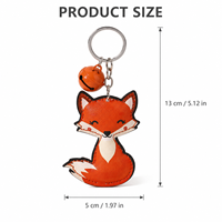 Porte-clés renard en cuir PU mignon, pendentif clochette en peluche animal de dessin animé, porte-clés de voiture, accessoire de sac, cadeau RR08