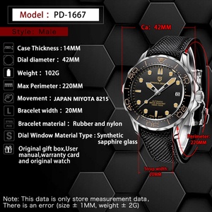 Reloj Mecánico para Hombre Pagani Design 2020, Modelo PD-1667, Reloj de Lujo Automático para Hombre, Resistente al Agua, con Cristal de Zafiro, OEM - Product Image 2