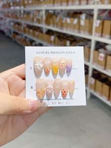 Uñas Postizas Francesas 3D Rosadas con Diseño de Gota de Agua, Hechas a Mano en ABS, con Pegamento de Alta Calidad, 10 Piezas, Logotipo Personalizado - Product Image 4