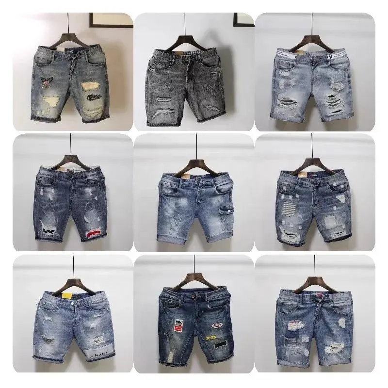 New Trend Men's medium zipper Fly Loose shorts 100% cotton jeans Loose jeans shorts pop street style