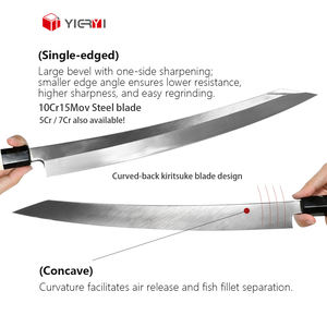 سكين سمك سلمون ياباني طويل من الدرجة 10Cr15MoV سكين سوشي ساشيمي عالي الكربون من الفولاذ للطاهي - Product Image 3