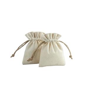 Sacs en coton naturel biodégradable avec cordon de serrage, sacs en toile de coton durables avec cordon de serrage - Product Image 1