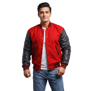Vestes de baseball pour hommes personnalisées avec logo brodé en chenille, style varsity, avec manches en cuir pour hommes - Product Image 1