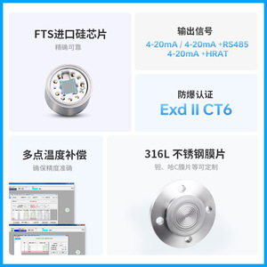 เครื่องส่งสัญญาณความดัน PCM900F ระเบิด DN50สแตนเลส IP65 ExdIICT6 SIL2 4-20mA - Product Image 2