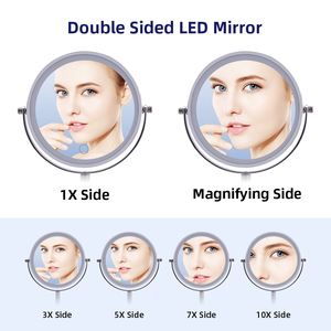 Espejo de Vanidad Inteligente Moderno con Luz LED, Carga USB Tipo-C, Soporte Ajustable, Marco de Acero Inoxidable, Ampliación Personalizada - Product Image 3